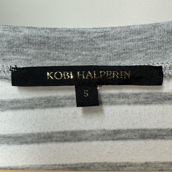 KOBI Halperin Grey and White Stripe Larissa Ruched-Sleeve Top Small - Picture 5 of 8